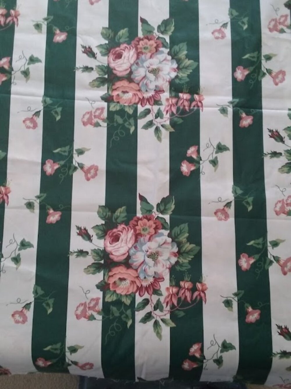 Vintage 90's 4.5 Yards WAVERLY Floral Stripe Chinz Fabric IVY COLLECTION